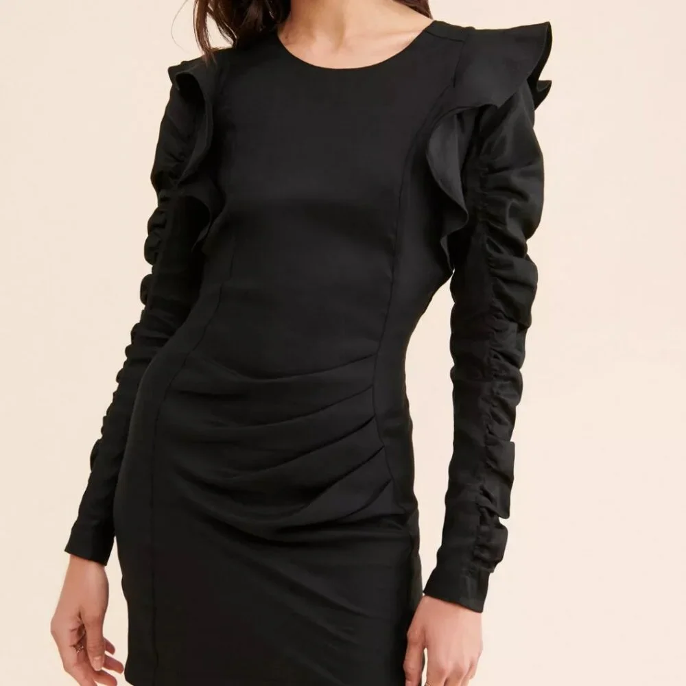 Audette Eclipse Mini Dress in Black - Picture 4 of 9